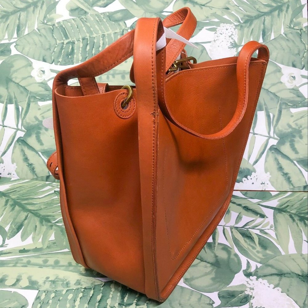 Madewell The Sydney Tote AI575 Burnished Caramel Brown Bag Purse Leather NEW - Picture 5 of 9